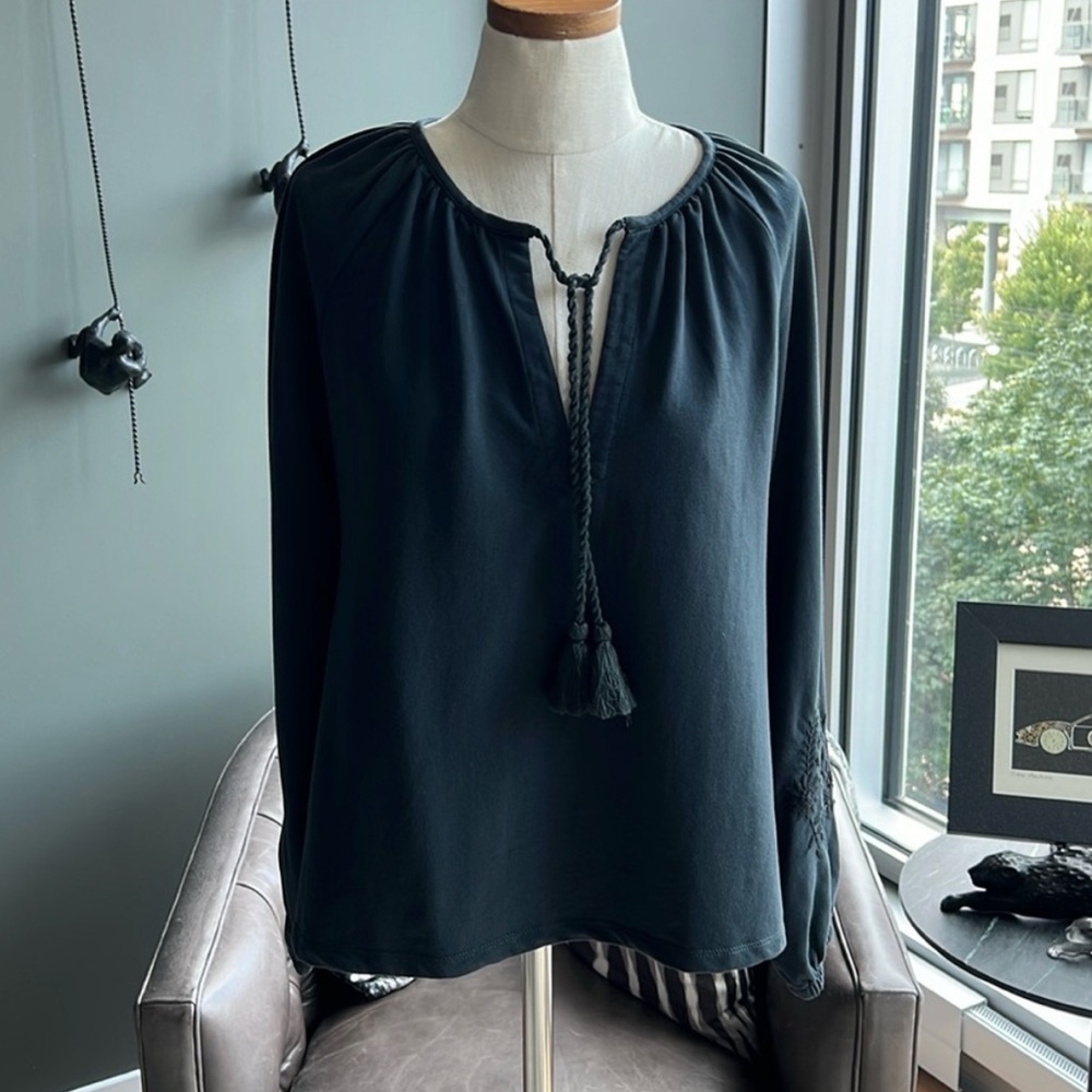 Cleobella Black Blouse with Tassel Detail